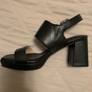 Black leather dress sandals
